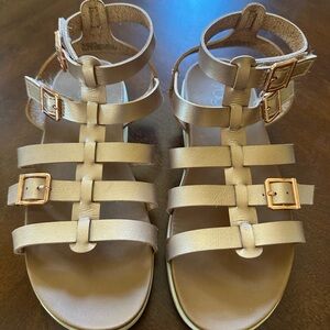 Rose Gold Strappy Sandals with Buckles